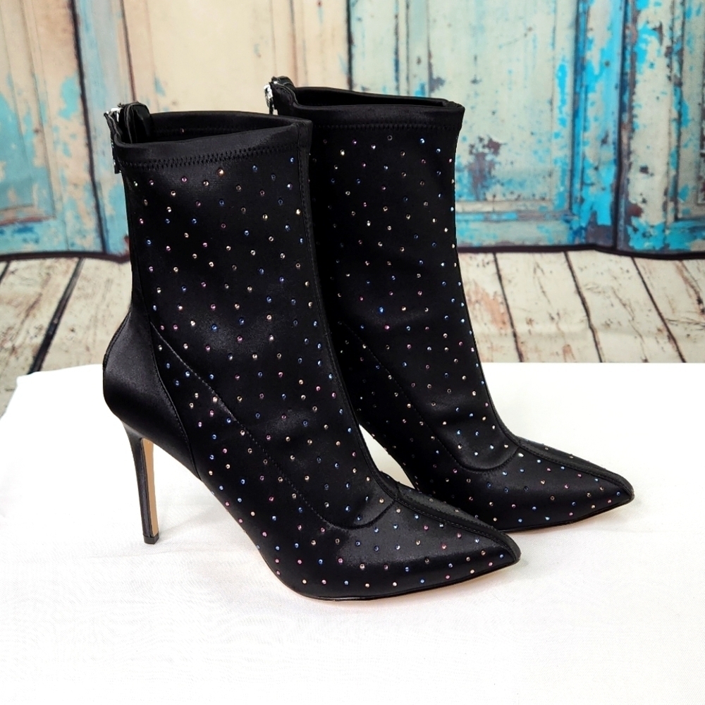 Jewel Badgley Mischka Margot Black Crystal Boots